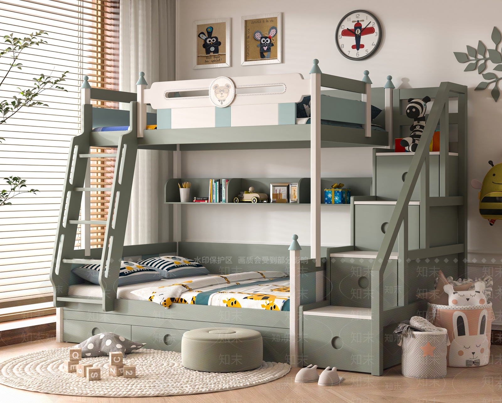 现代上下床3D模型下载【ID:1190675356】