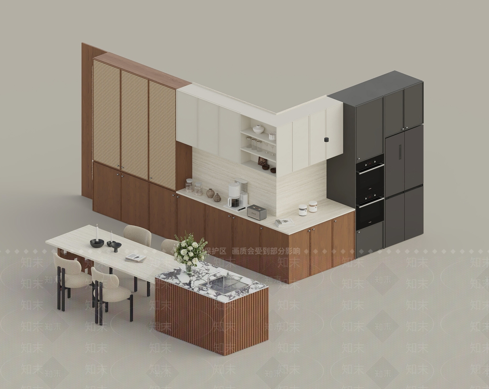 中古奶油吧台3D模型下载【ID:1190677280】