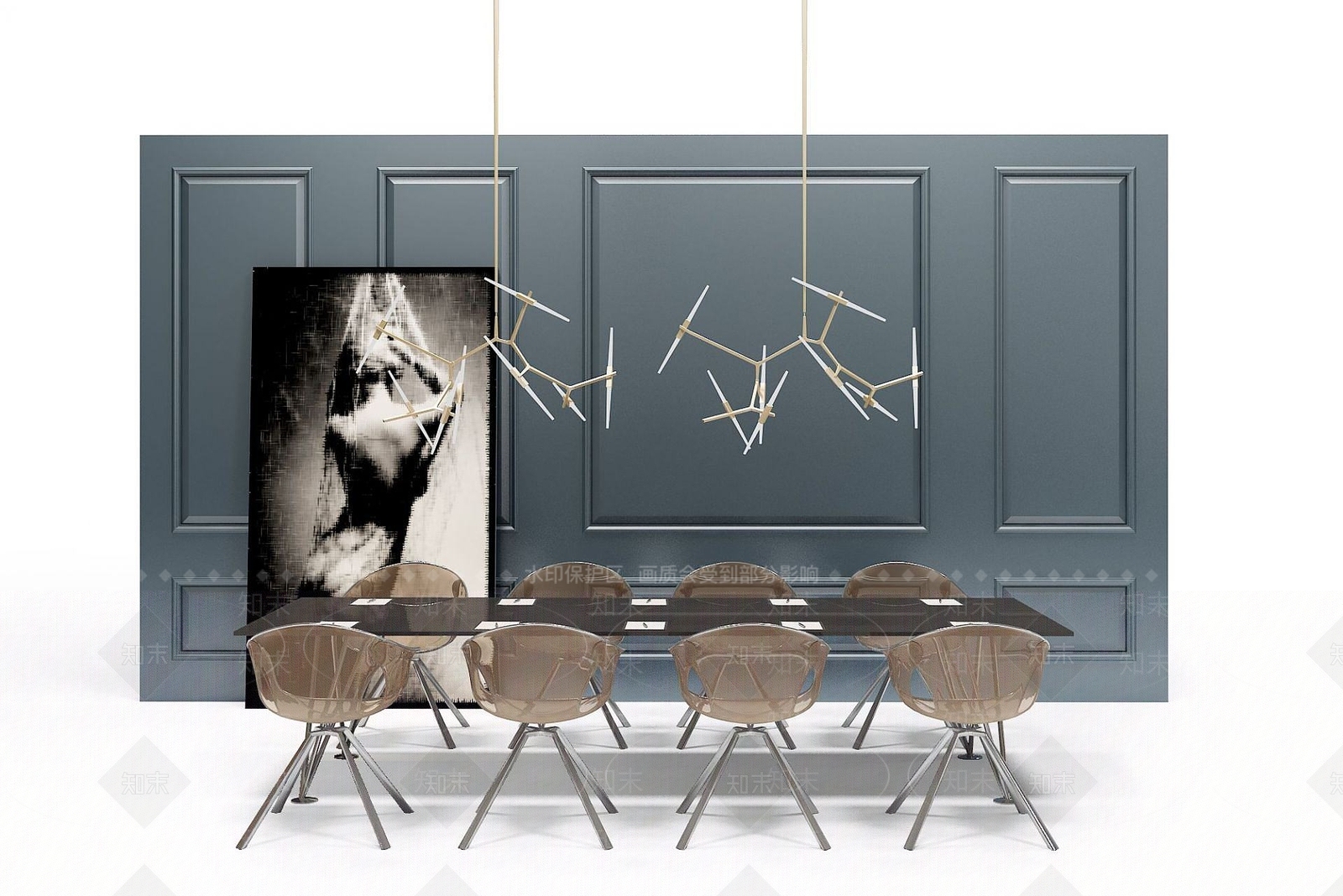 现代会议桌椅3D模型下载【ID:1190677204】