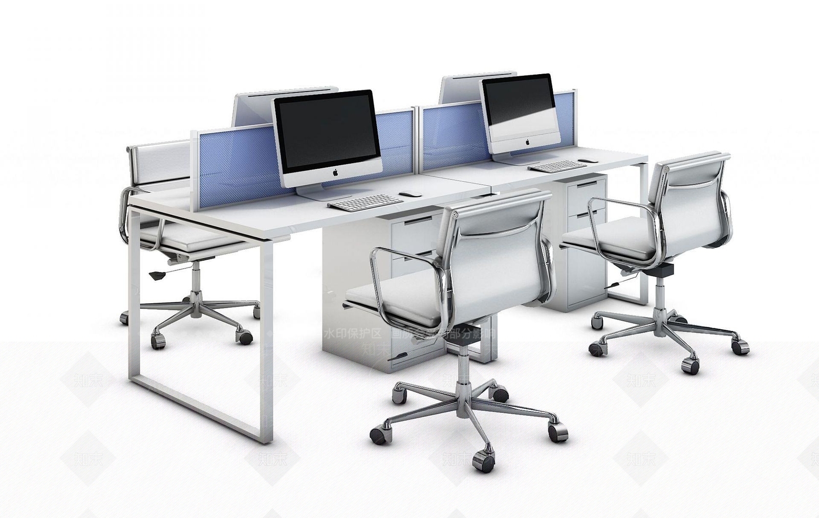 现代办公桌工位3D模型下载【ID:1190677317】