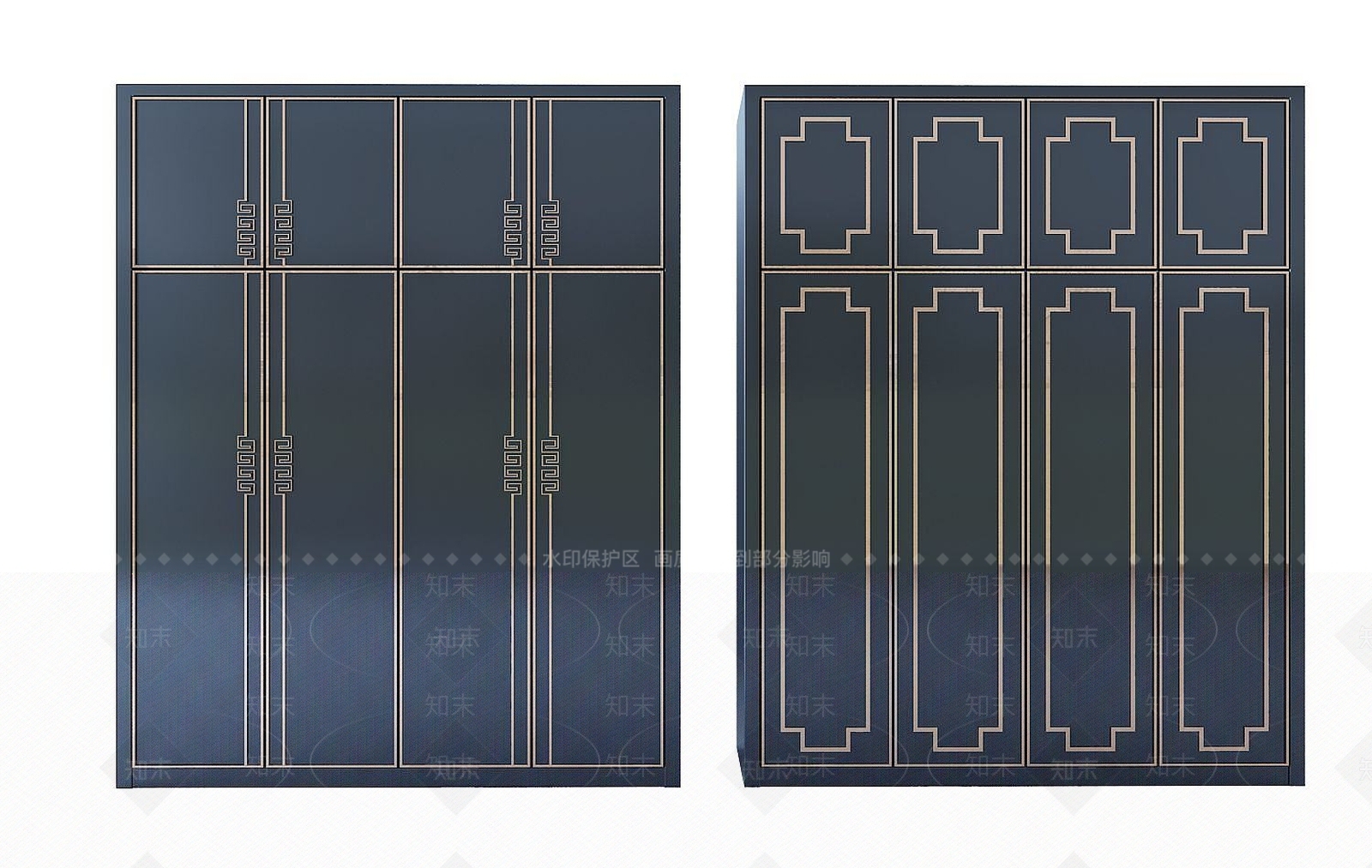 中式衣柜门3D模型下载【ID:1190678694】