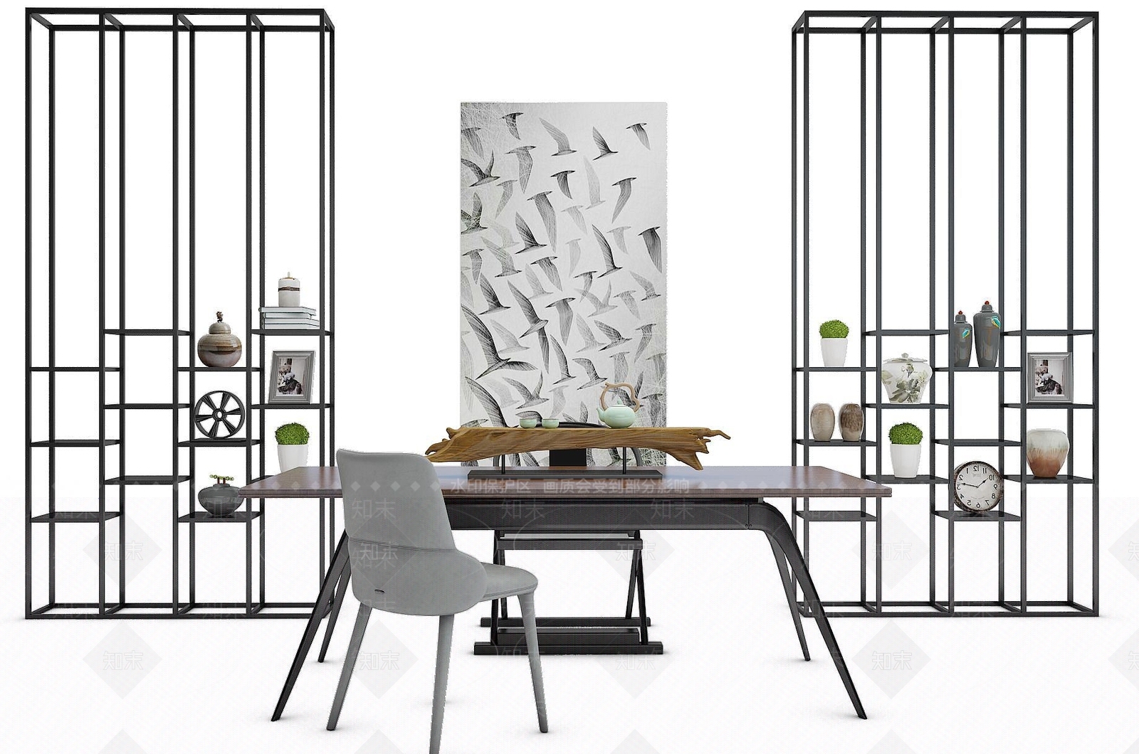 中式茶桌装饰架3D模型下载【ID:1190678709】