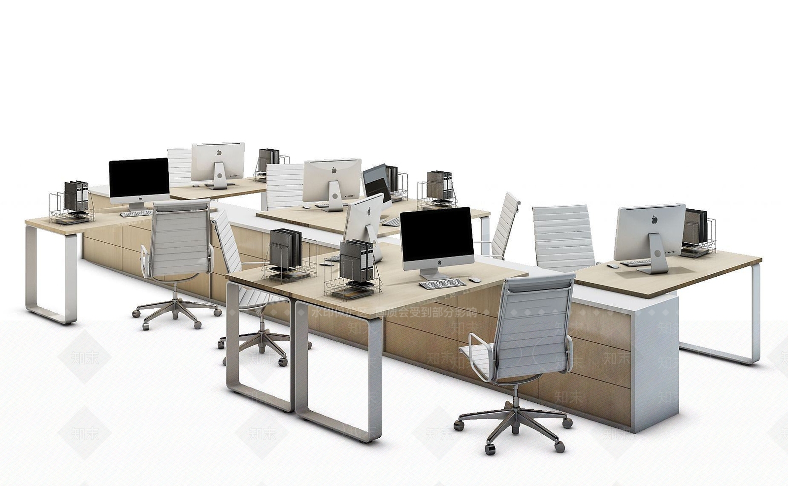 现代办公桌工位3D模型下载【ID:1190680274】