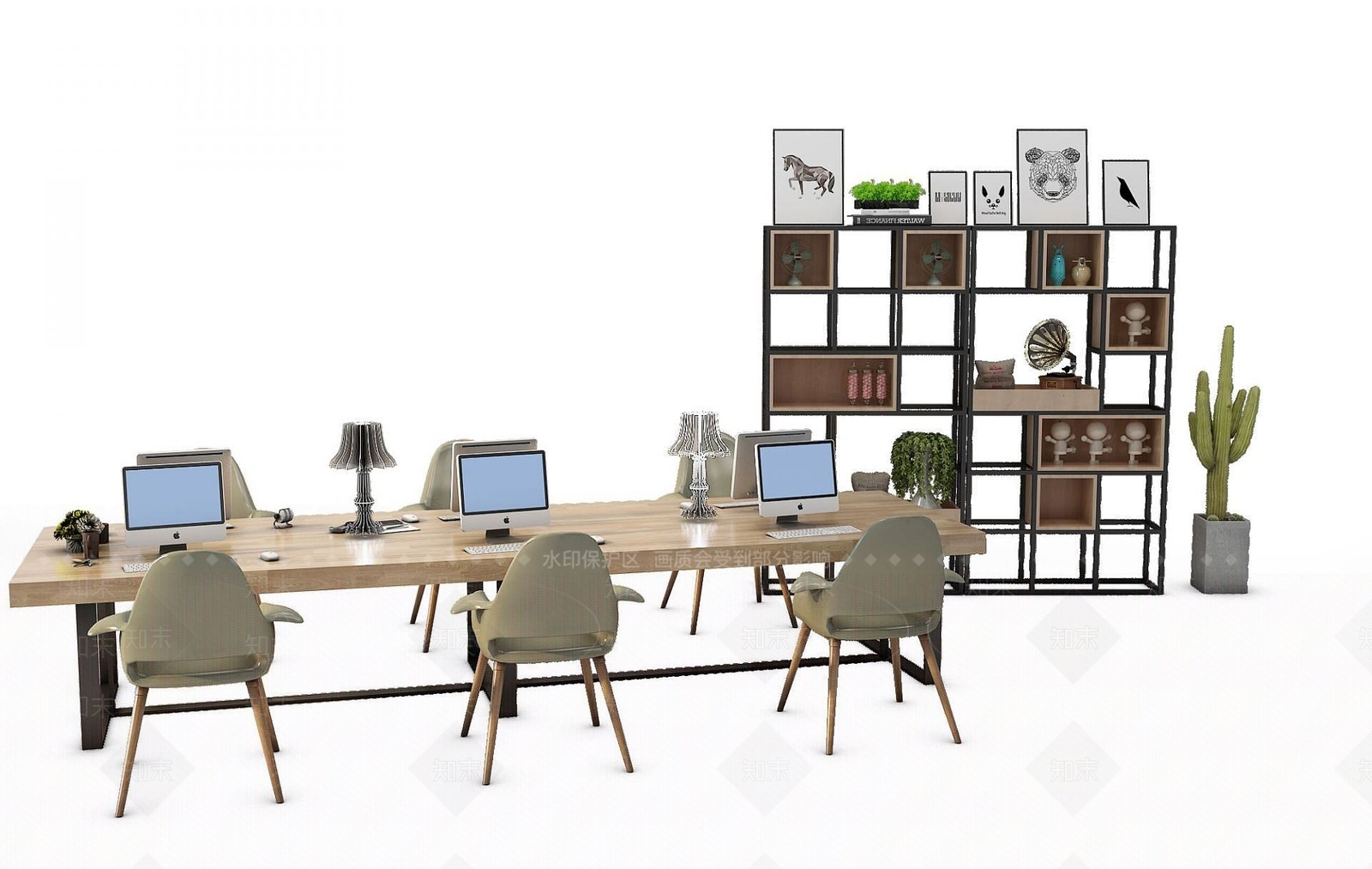 现代办公桌工位3D模型下载【ID:1190680257】