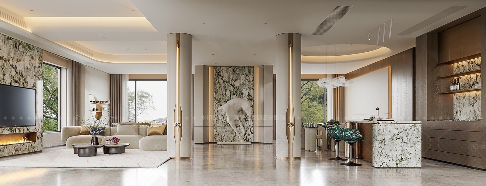 意式轻奢客餐厅SU模型下载【ID:1190680827】