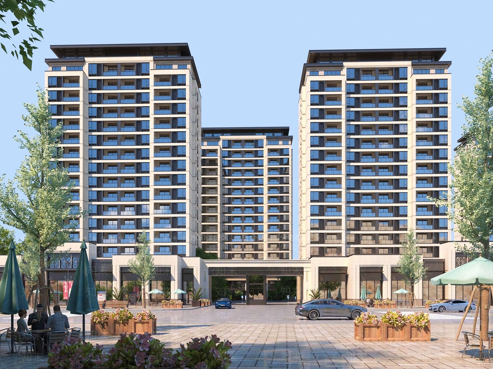 新中式建筑小区住宅3D模型下载【ID:1190680963】