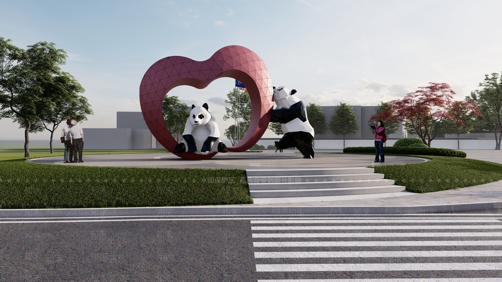 现代广场景观SU模型下载【ID:1190683127】