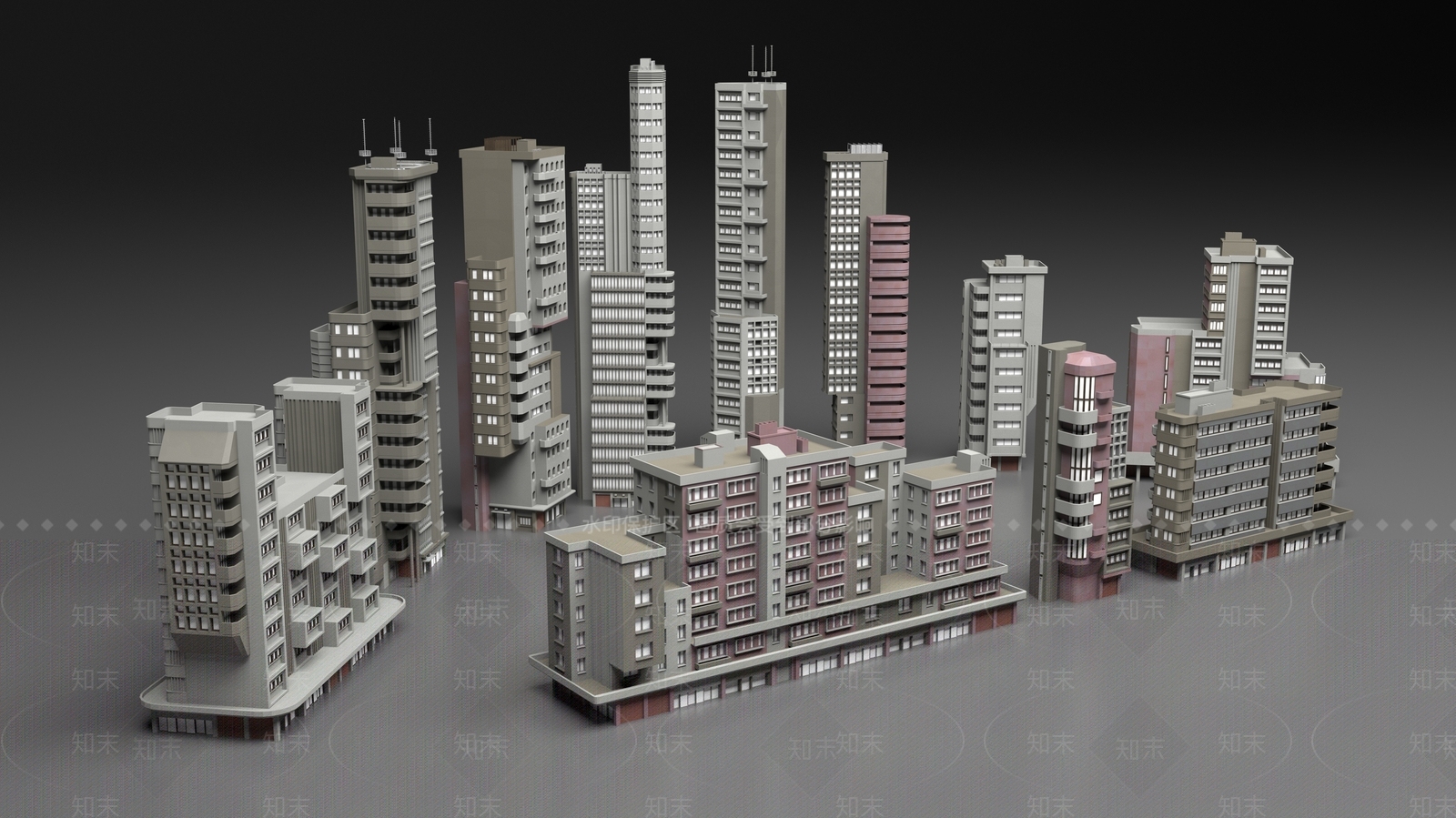 现代高层住宅3D模型下载【ID:1190683485】