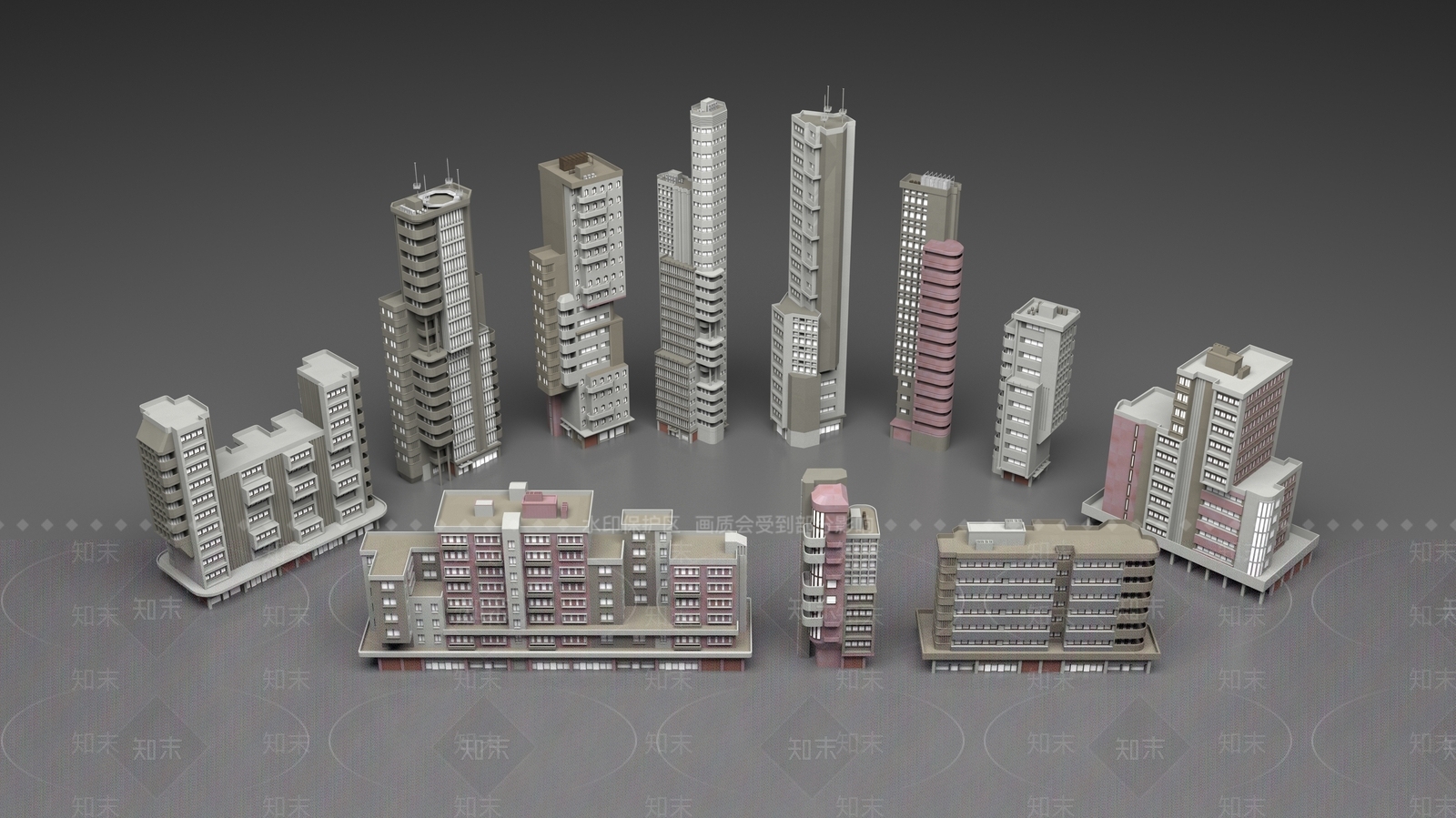 现代高层住宅3D模型下载【ID:1190683485】