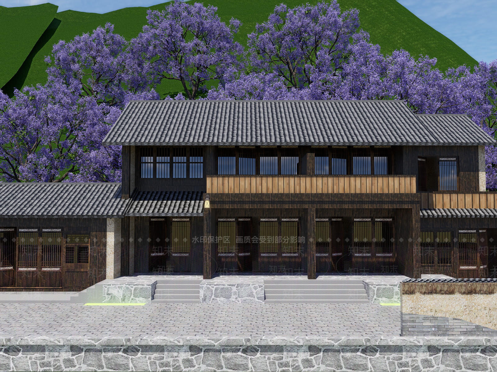 中式乡村民房SU模型下载【ID:1190683732】