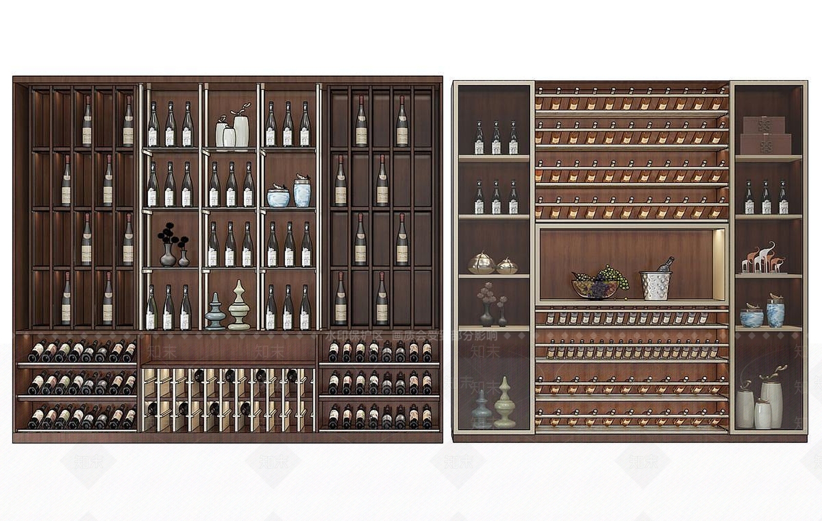 新中式酒柜组合3D模型下载【ID:1190684287】
