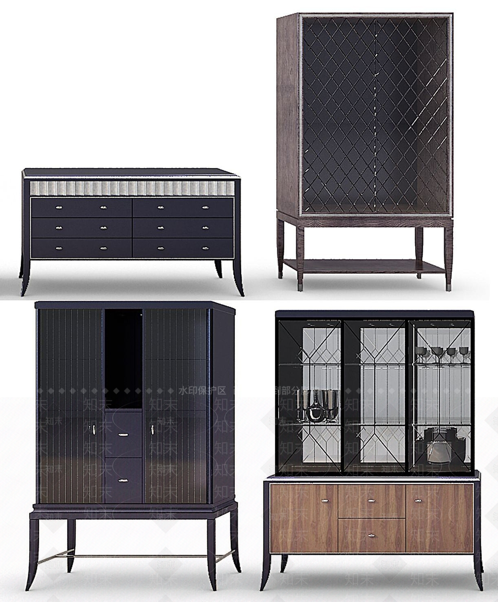 新古典酒柜储物柜3D模型下载【ID:1190684338】