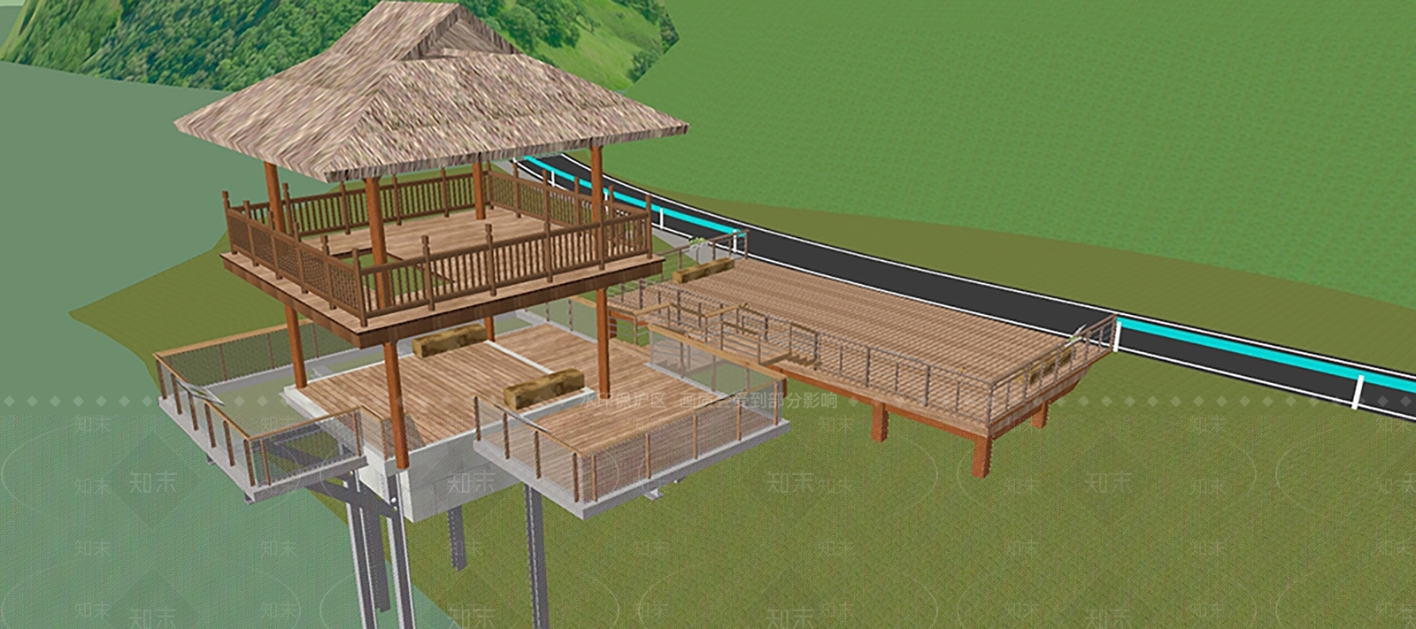 新中式亭子SU模型下载【ID:1190686054】