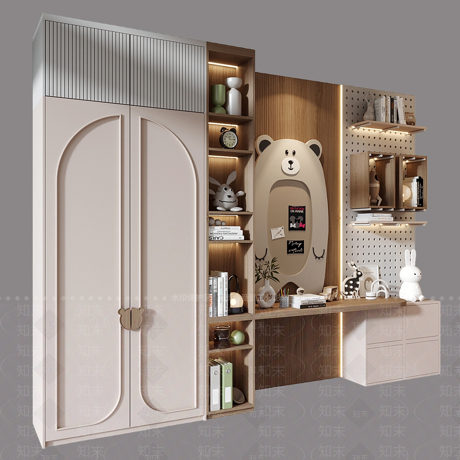现代奶油衣柜3D模型下载【ID:1190686287】