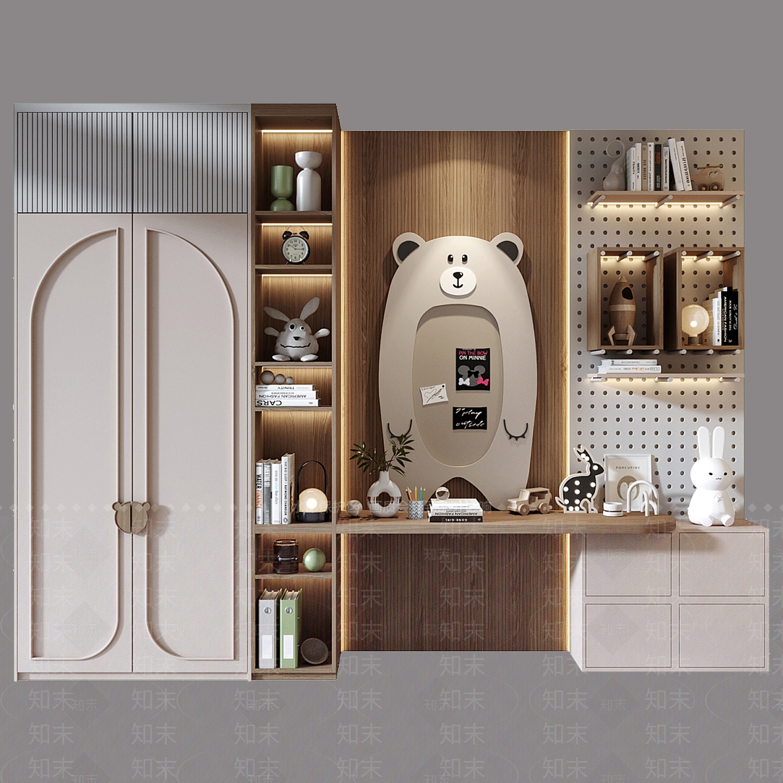 现代奶油衣柜3D模型下载【ID:1190686287】