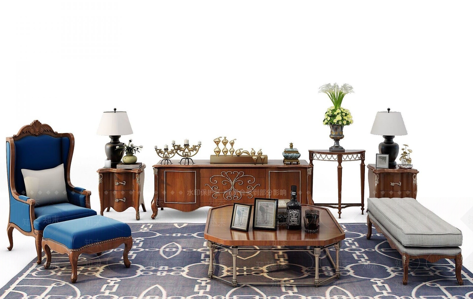 欧式古典欧式电视柜3D模型下载【ID:1190686263】