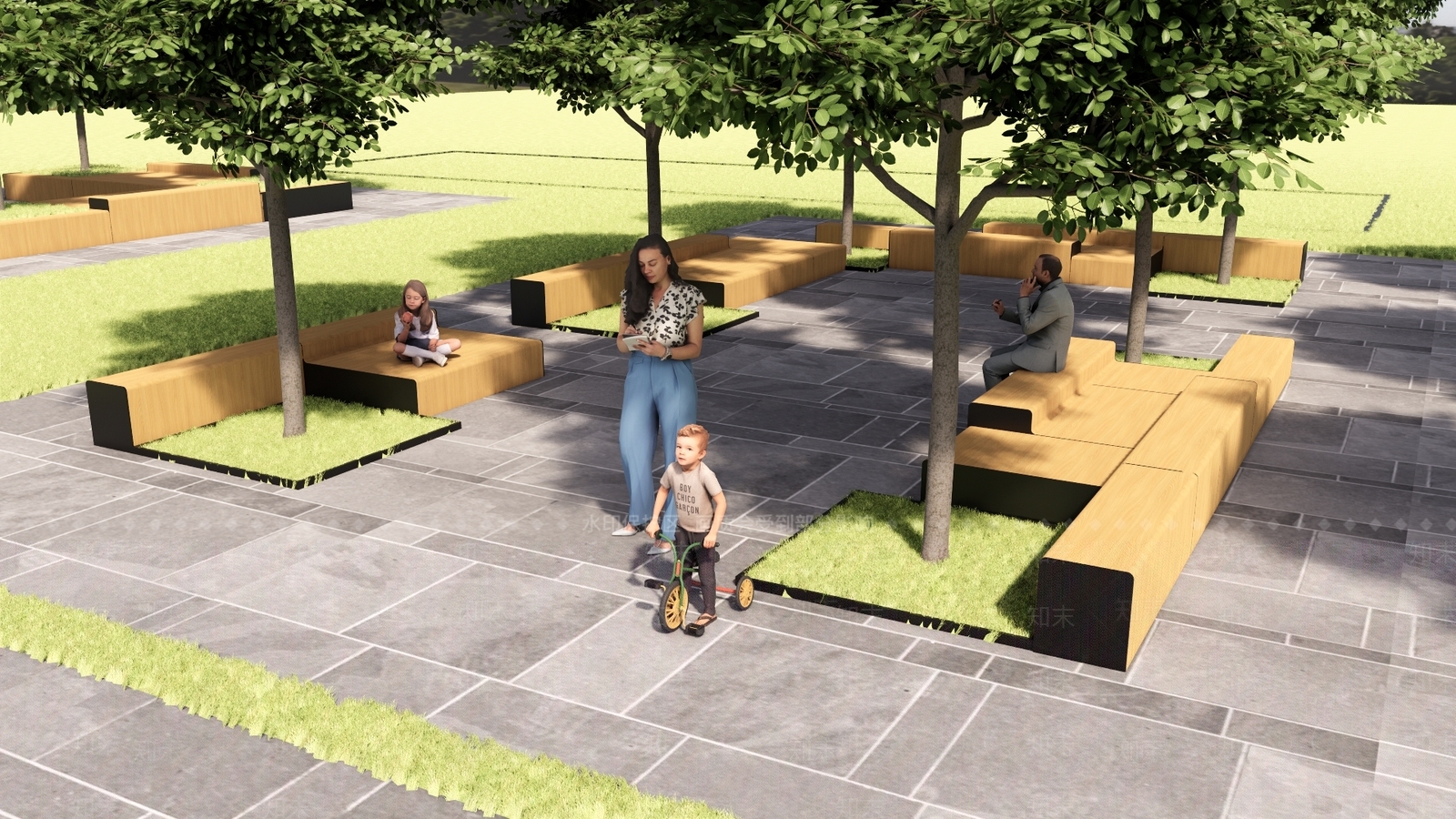 现代极简口袋公园SU模型下载【ID:1190686772】