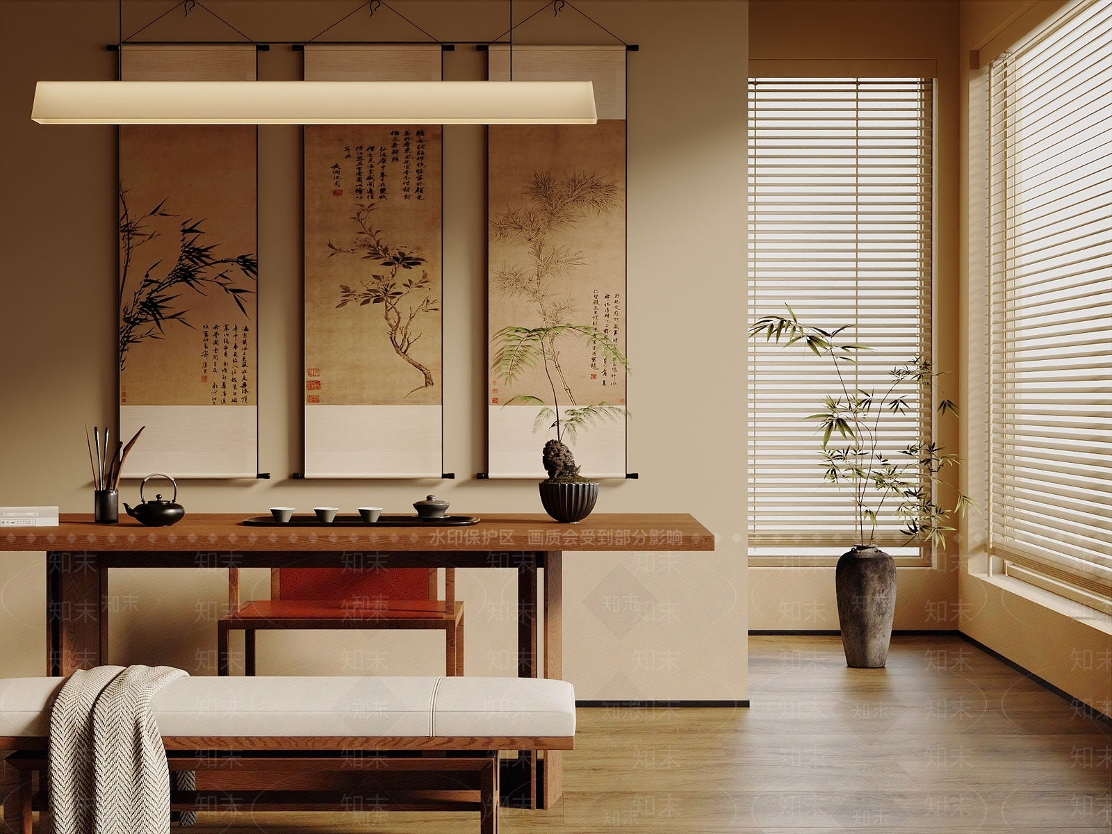 新中式中式家居餐厅SU模型下载【ID:1190687800】