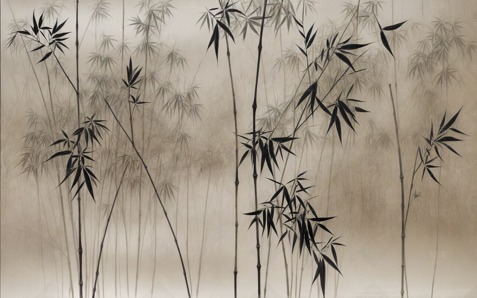 新中式禅意植物壁纸贴图下载【ID:1190689815】