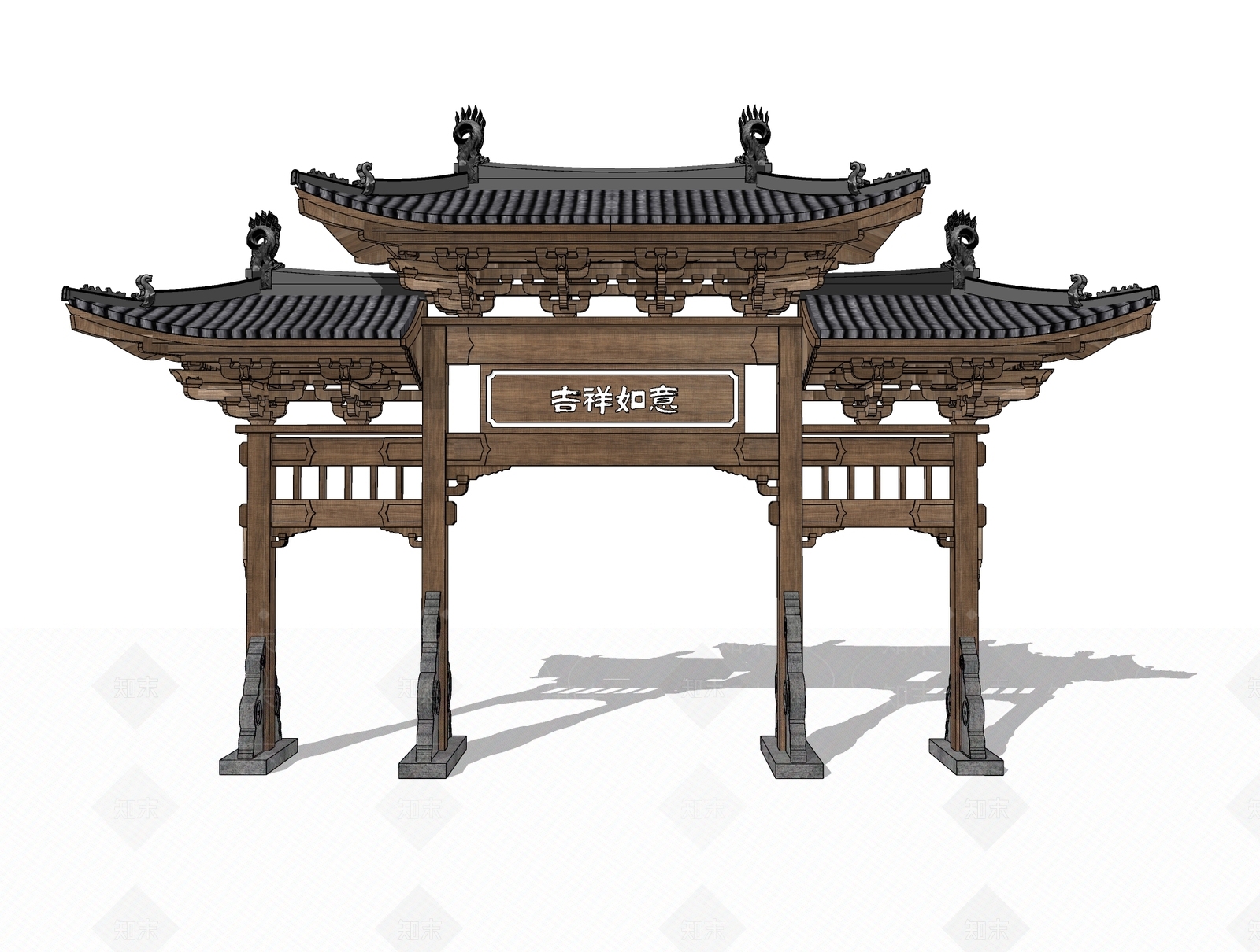 现代新中式牌坊牌楼SU模型下载【ID:1190690834】