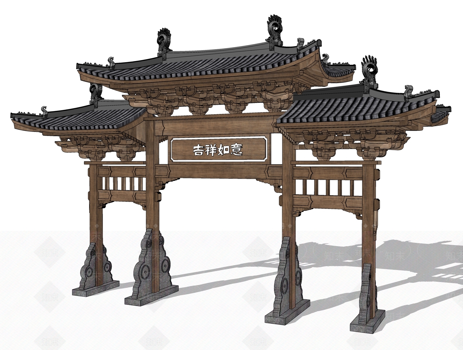 新中式中式牌坊牌楼SU模型下载【ID:1190691318】