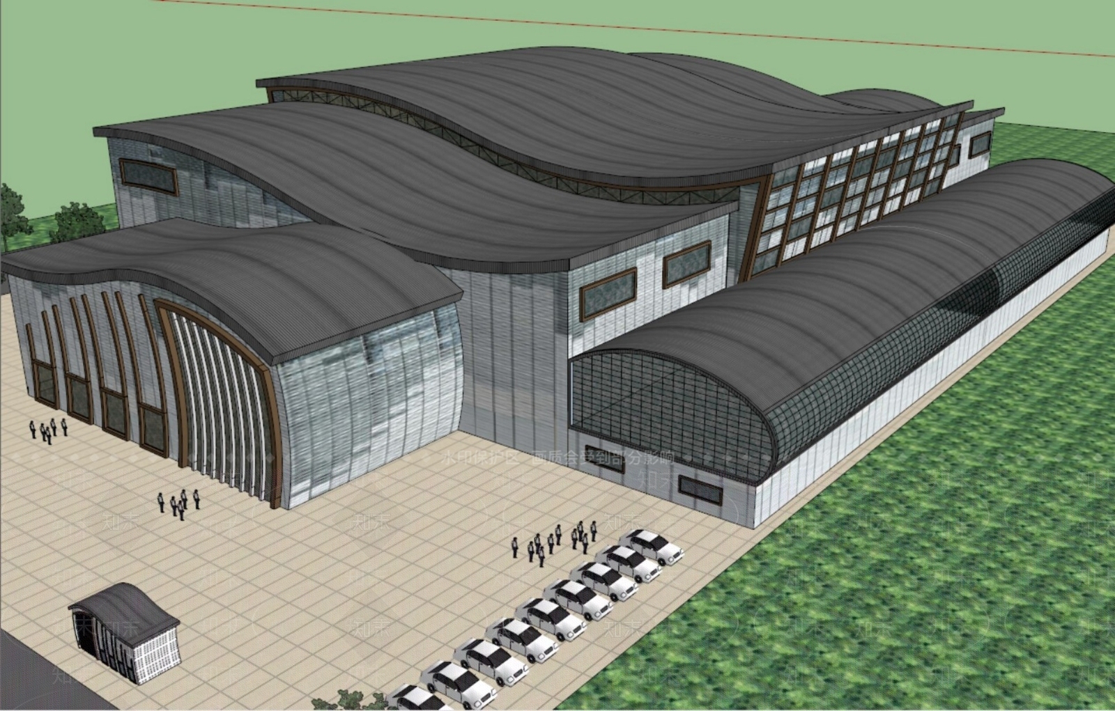 现代新中式厂房SU模型下载【ID:1190692696】