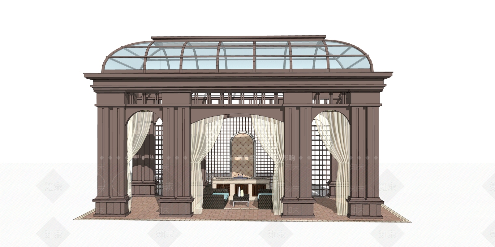 欧式亭子SU模型下载【ID:1190692816】