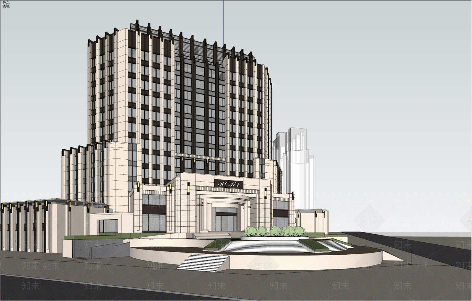 现代欧式酒店建筑SU模型下载【ID:1190695531】