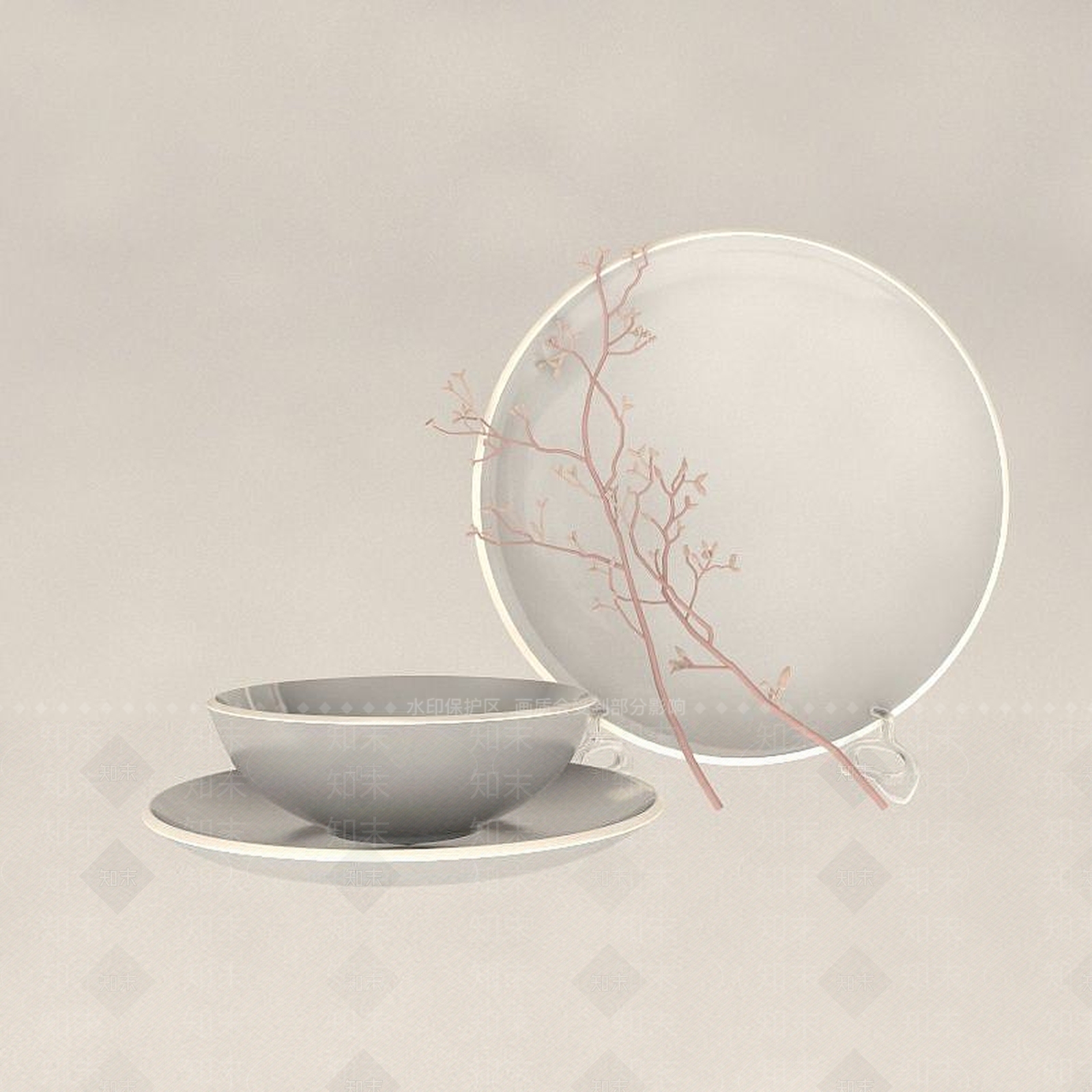 现代装饰品盘子碗3D模型下载【ID:1190697830】