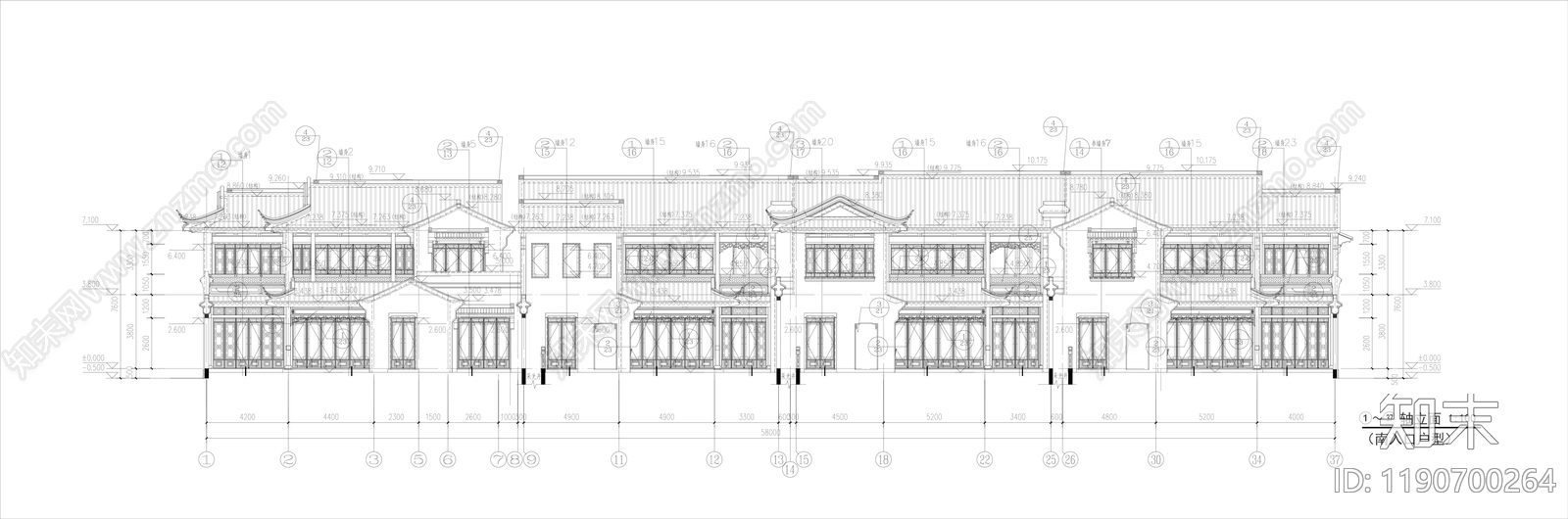 中式别墅建筑施工图下载【ID:1190700264】