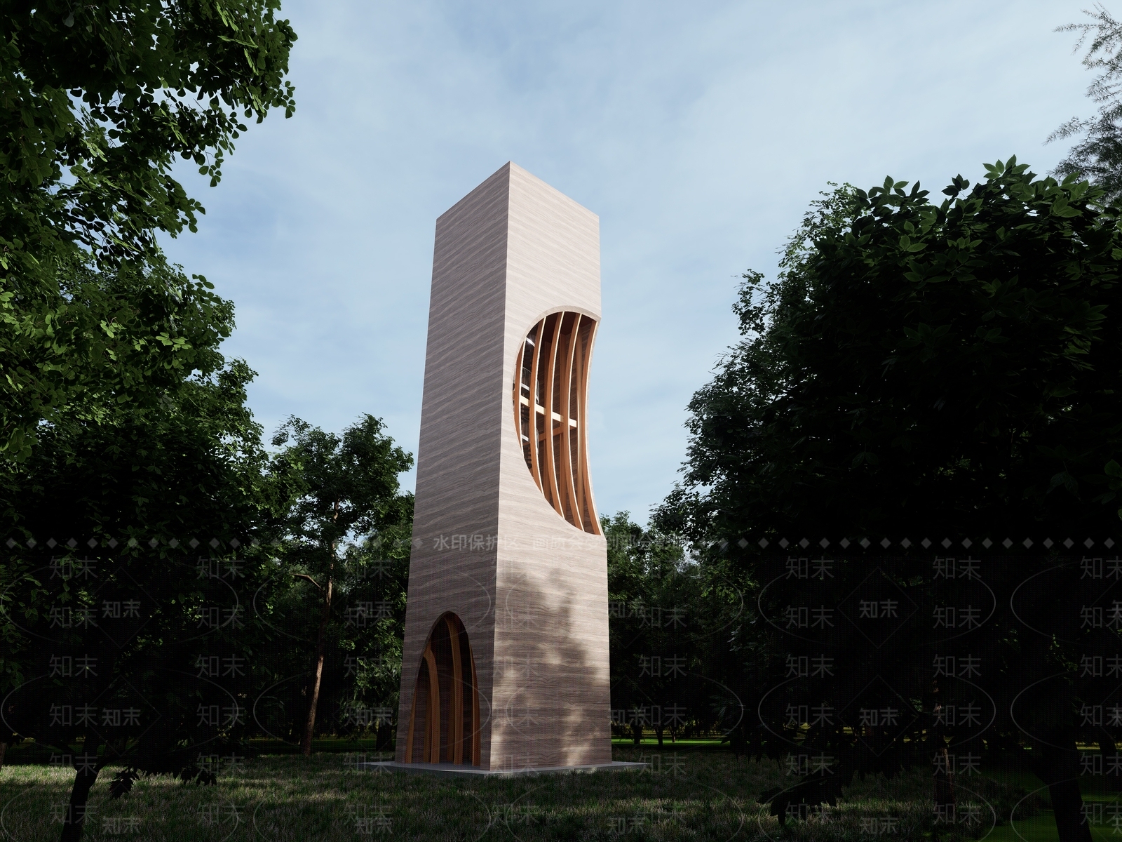 原木北欧塔楼SU模型下载【ID:1190701580】