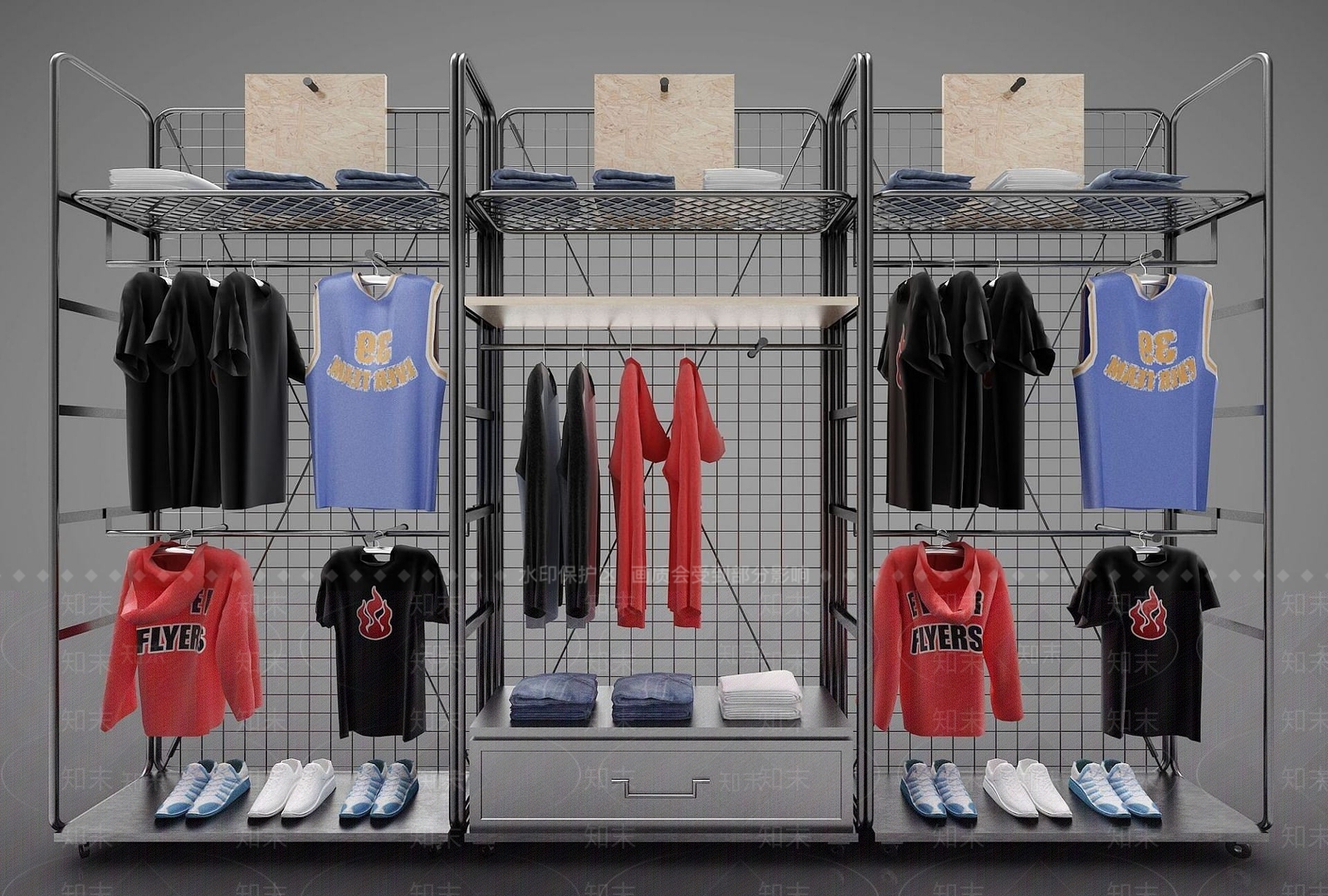 现代服装店衣架3D模型下载【ID:1190699895】