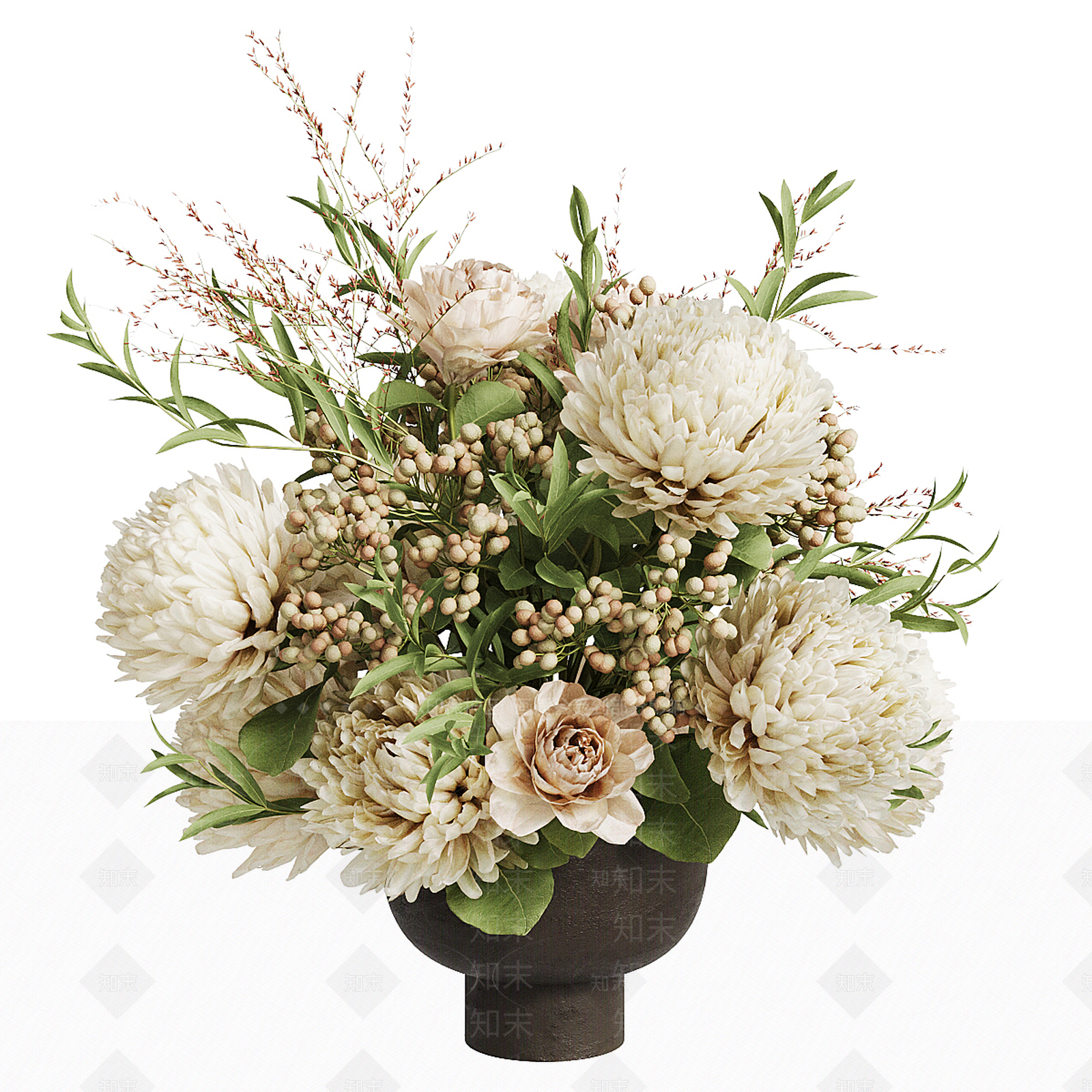 新中式侘寂花艺3D模型下载【ID:1190702176】