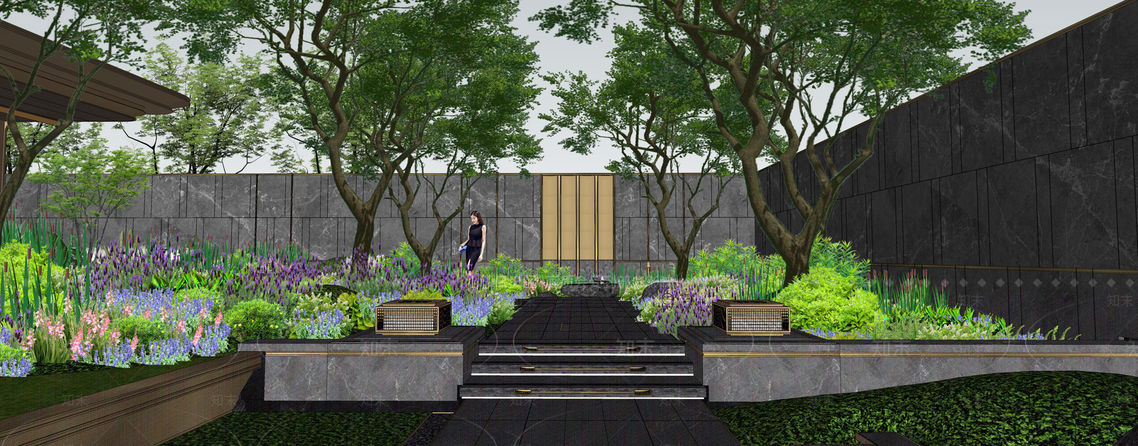 现代新中式办公景观SU模型下载【ID:1190702238】
