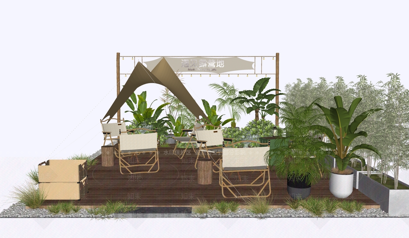 现代原木休息区SU模型下载【ID:1190702788】