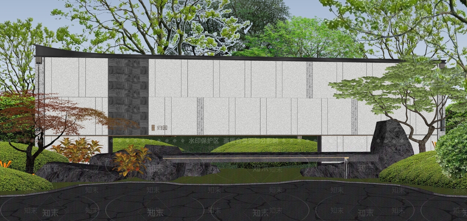 新中式小区景观SU模型下载【ID:1190704184】