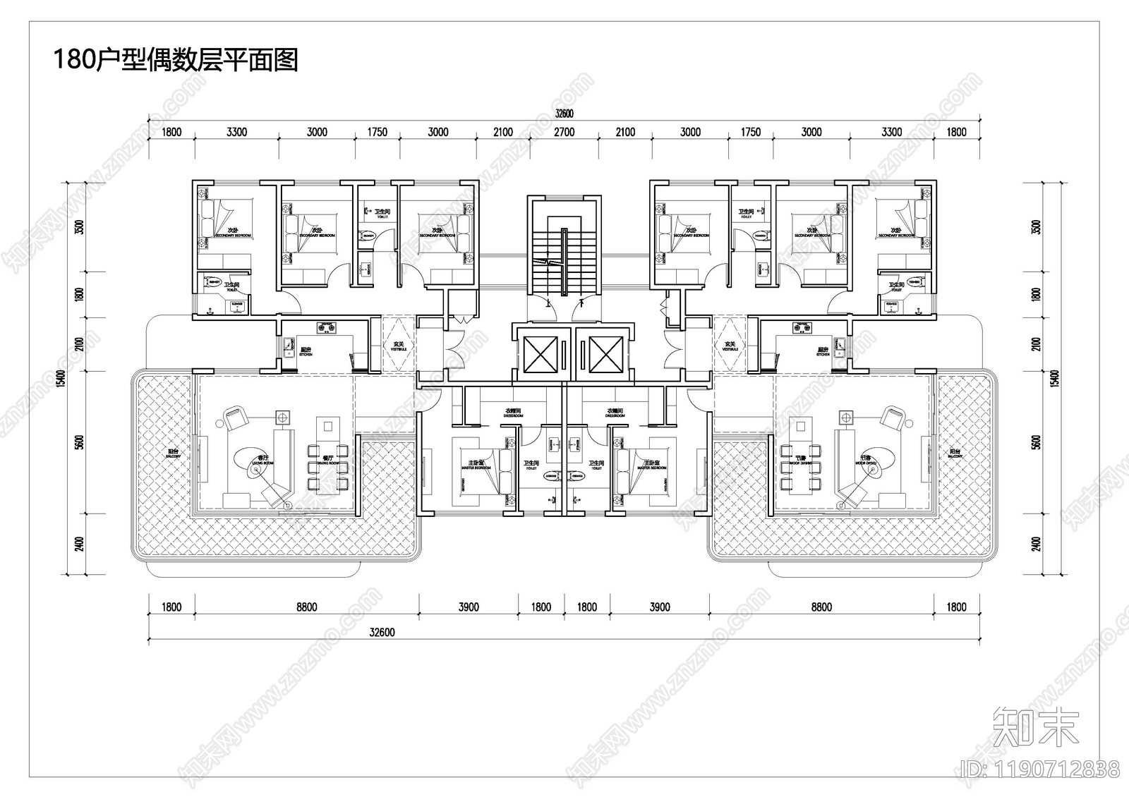 现代新中式住宅楼建筑cad施工图下载【ID:1190712838】