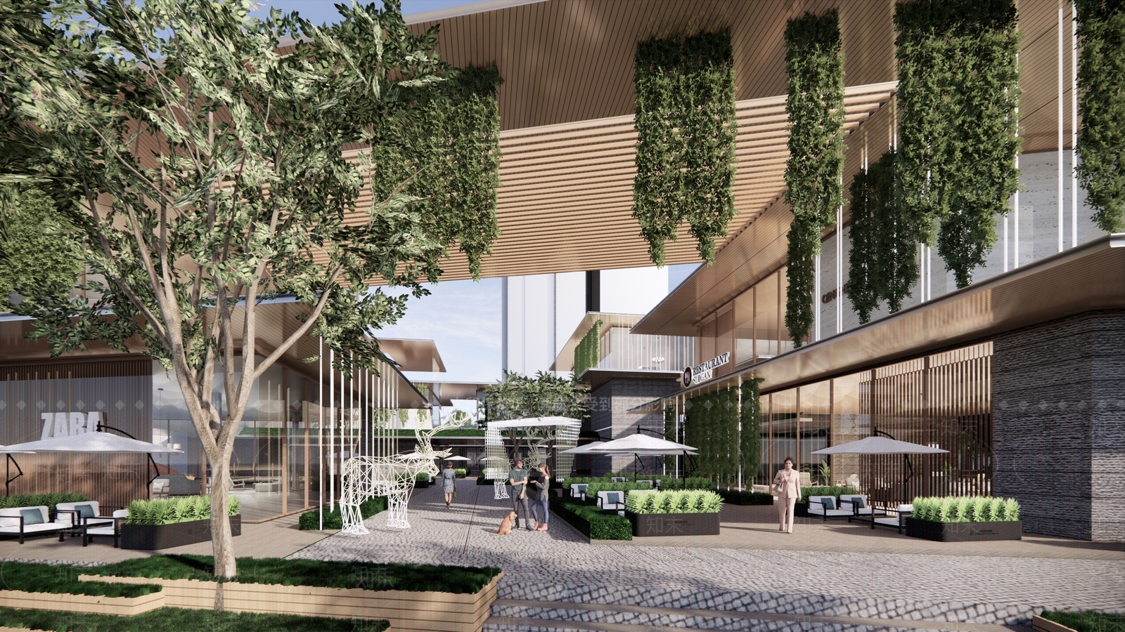 现代新中式商业街SU模型下载【ID:1190713305】