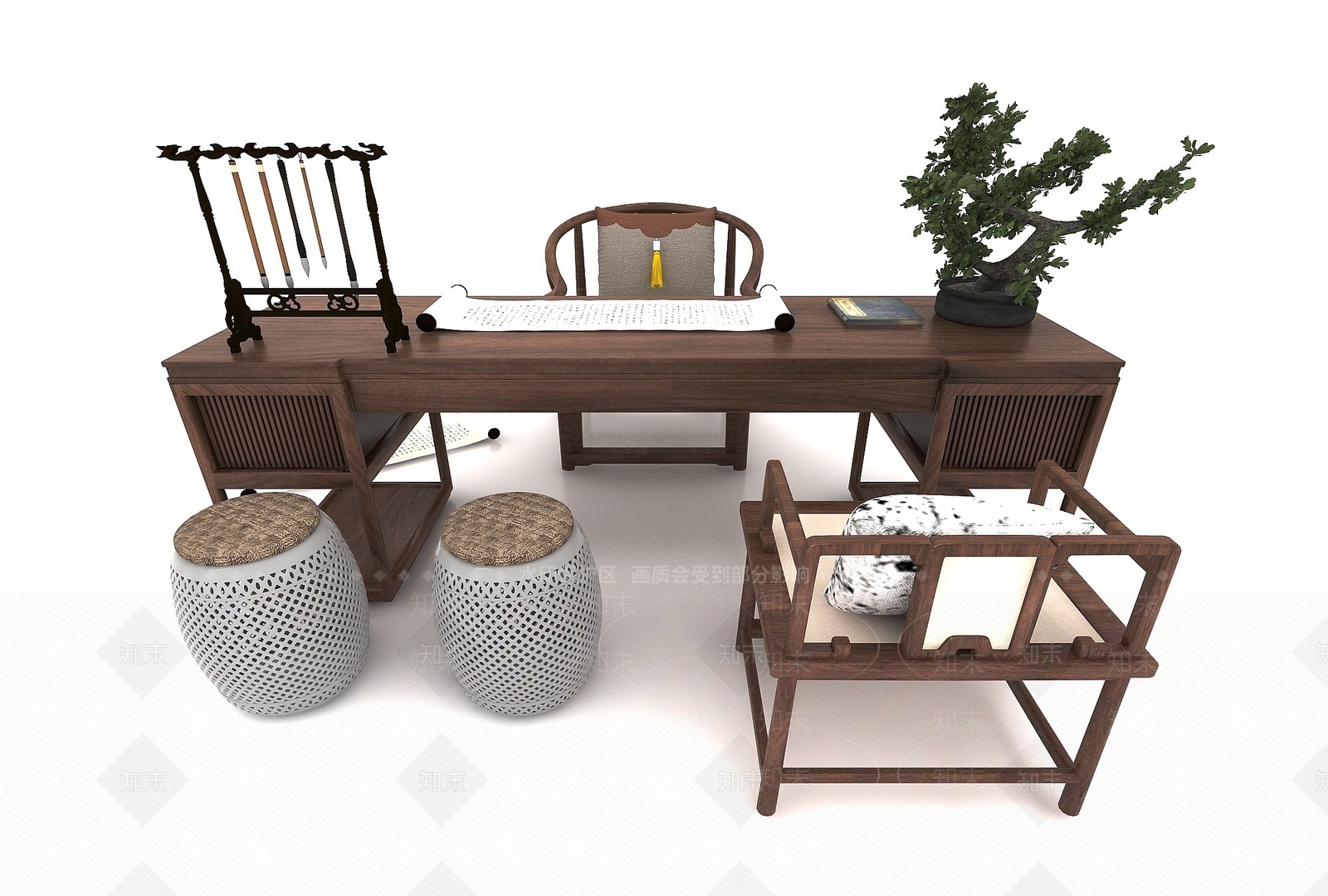 现代书桌椅3D模型下载【ID:1190713725】