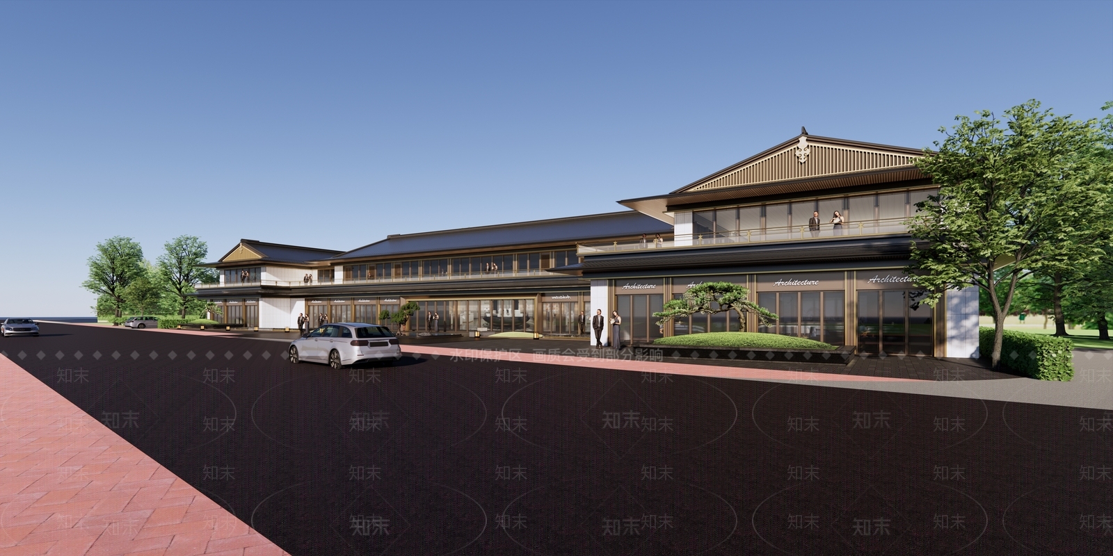 新中式售楼处建筑SU模型下载【ID:1190715853】