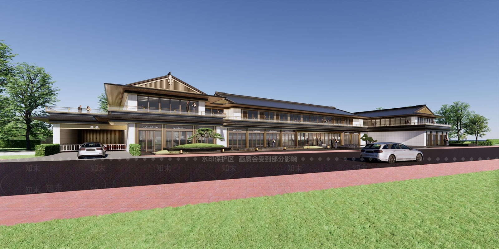 新中式售楼处建筑SU模型下载【ID:1190715853】