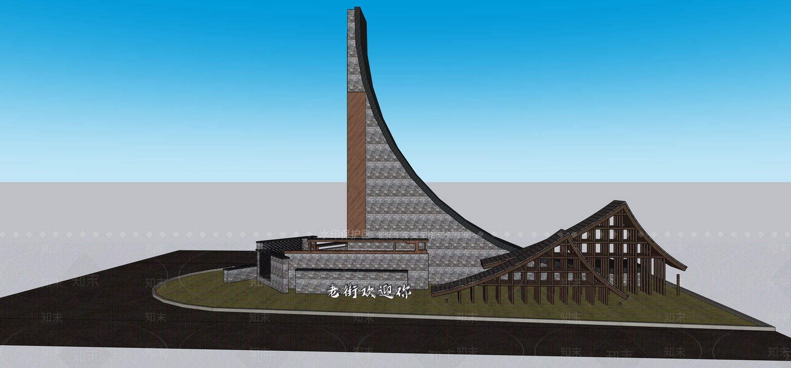 新中式现代其他景观小建筑SU模型下载【ID:1190717421】