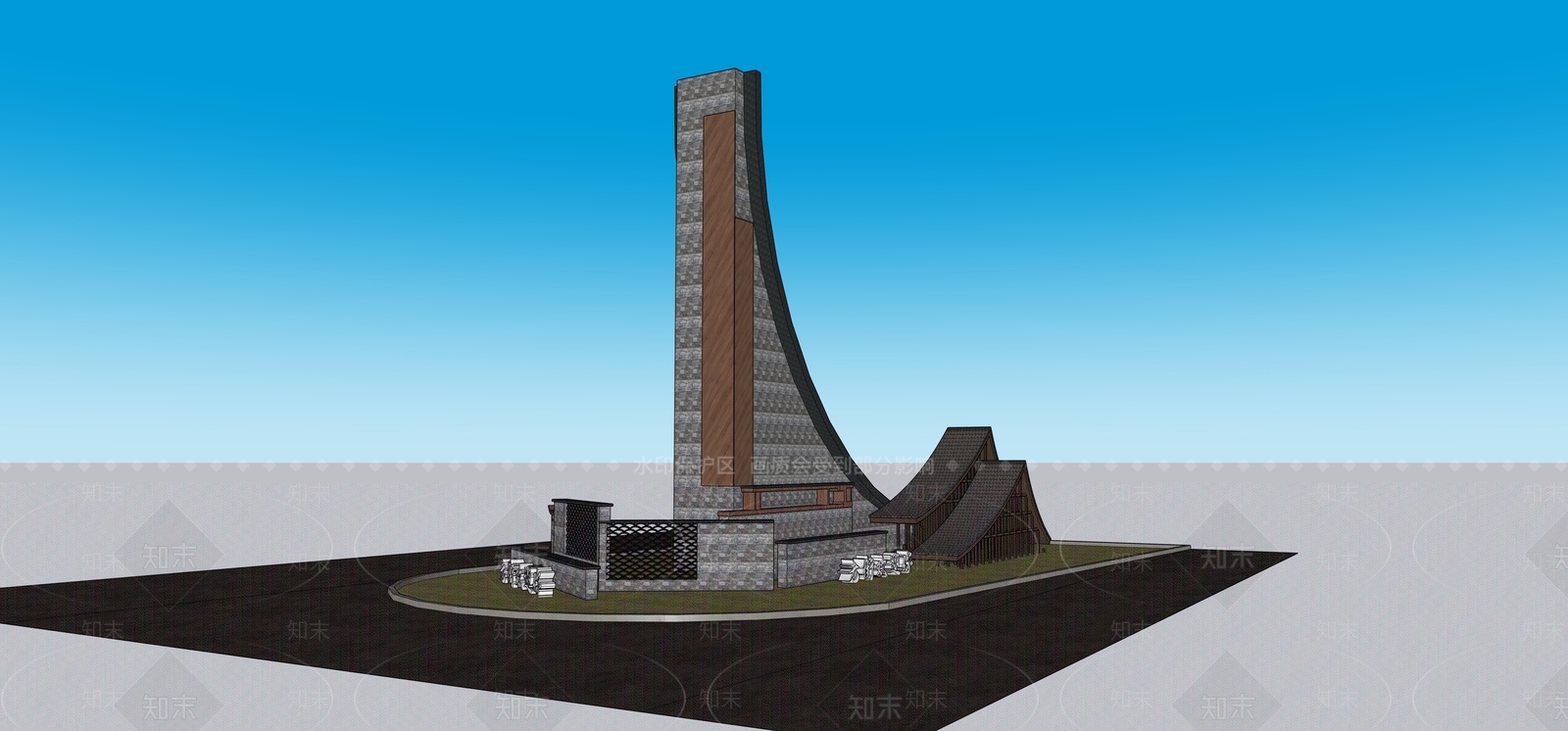 新中式现代其他景观小建筑SU模型下载【ID:1190717421】