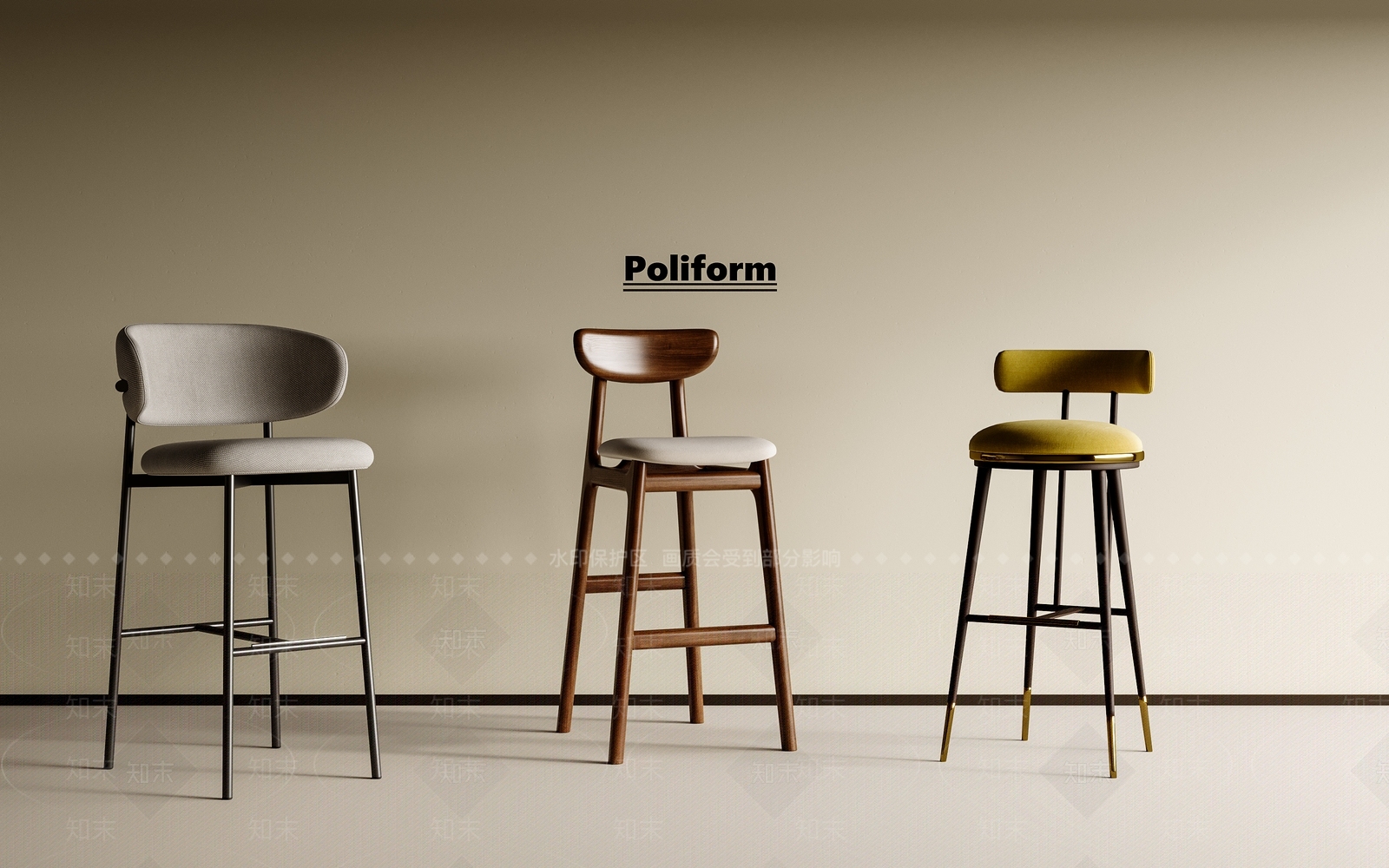 中古复古吧椅3D模型下载【ID:1190717459】