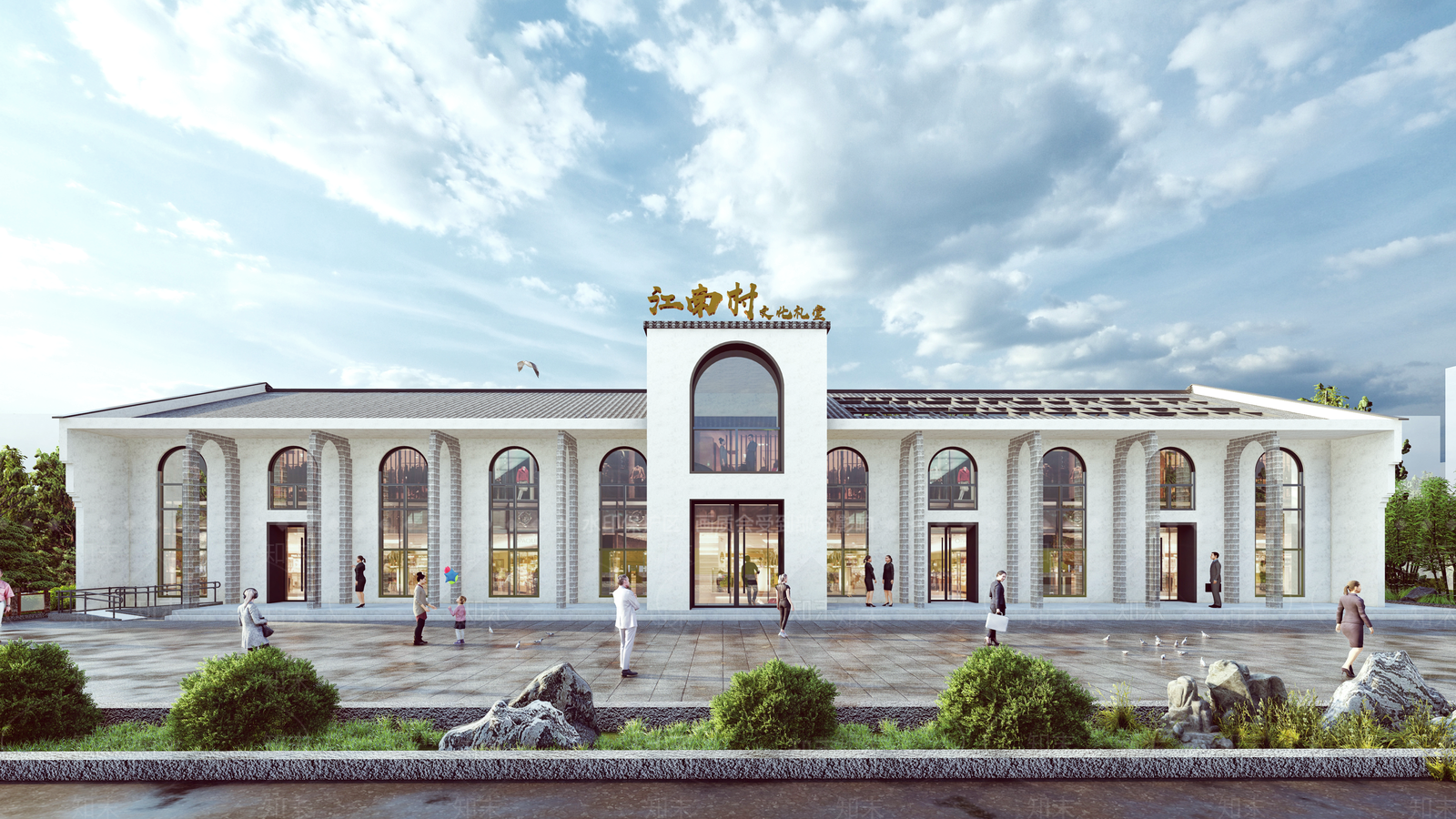 现代新中式小公建SU模型下载【ID:1190718611】