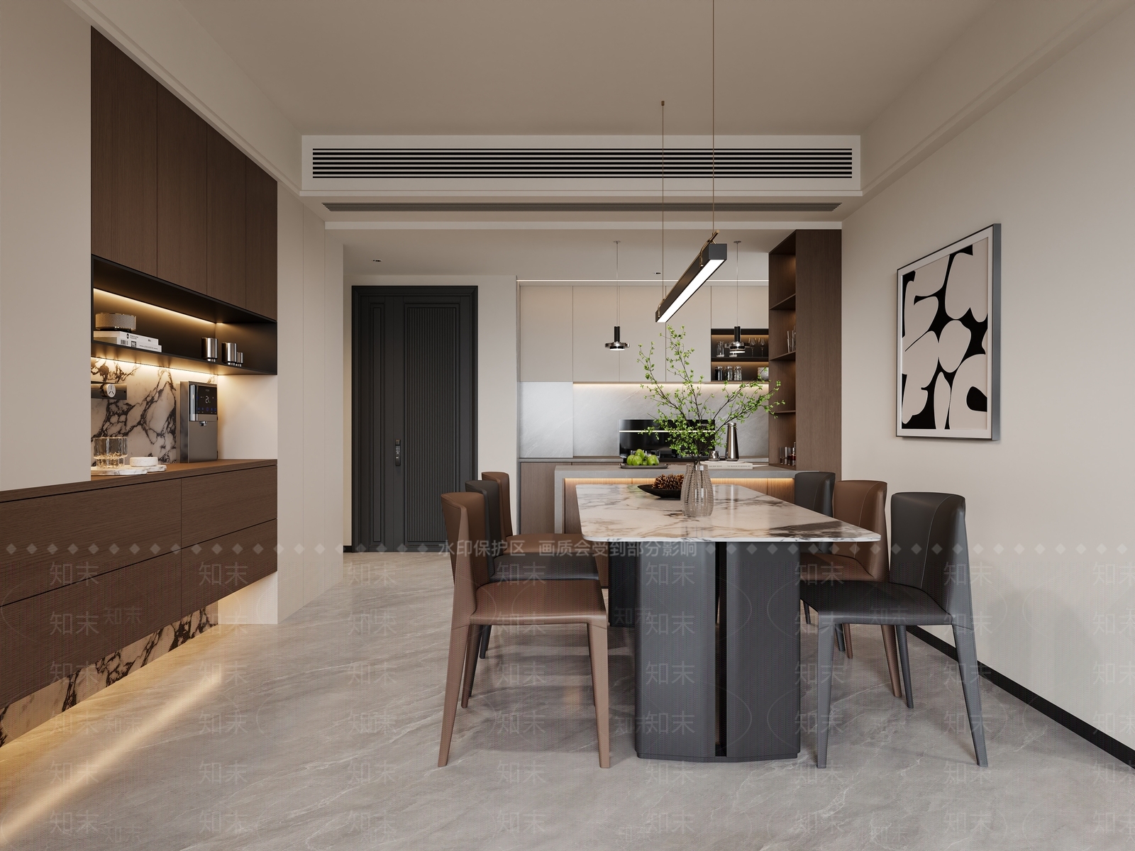 现代客餐厅3D模型下载【ID:1215090640】