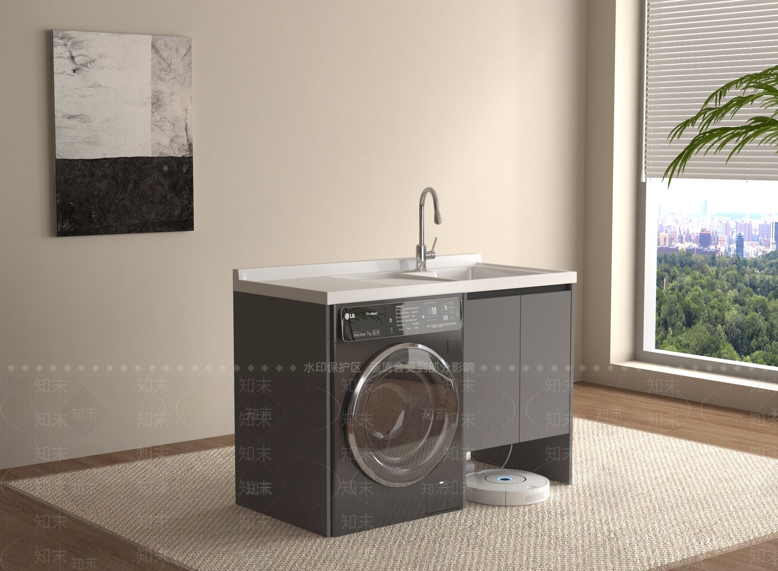 现代洗衣机柜3D模型下载【ID:1190721453】