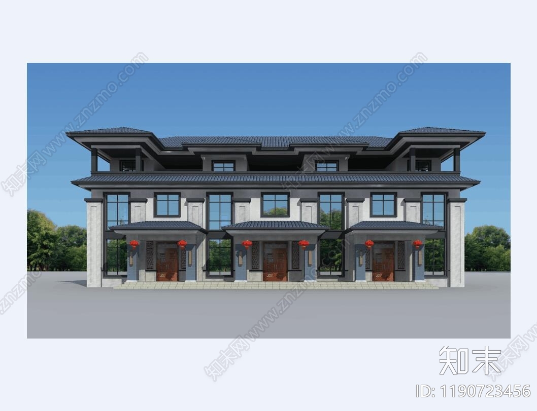 新中式别墅建筑施工图下载【ID:1190723456】