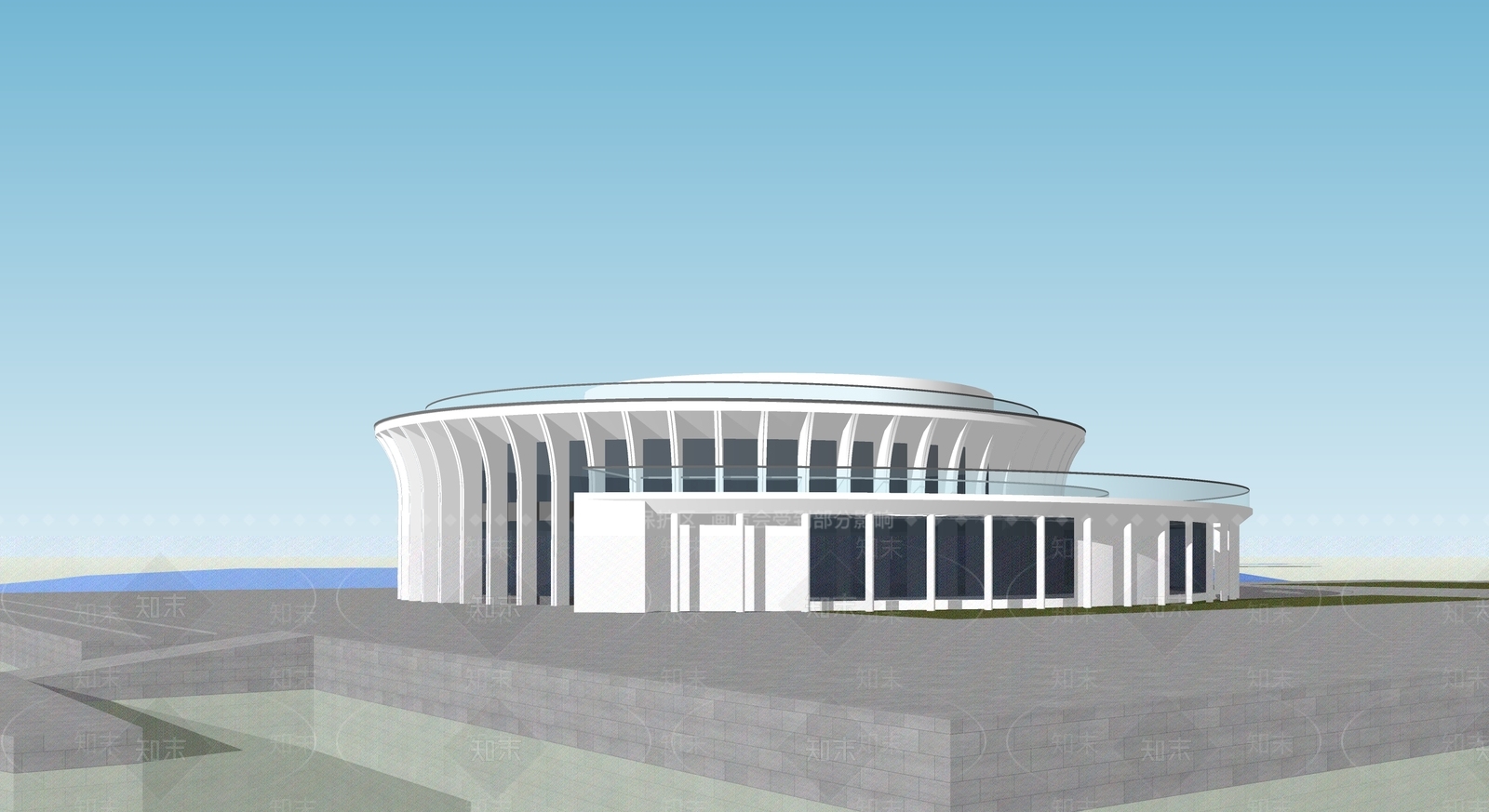 现代欧式餐饮建筑SU模型下载【ID:1190725533】
