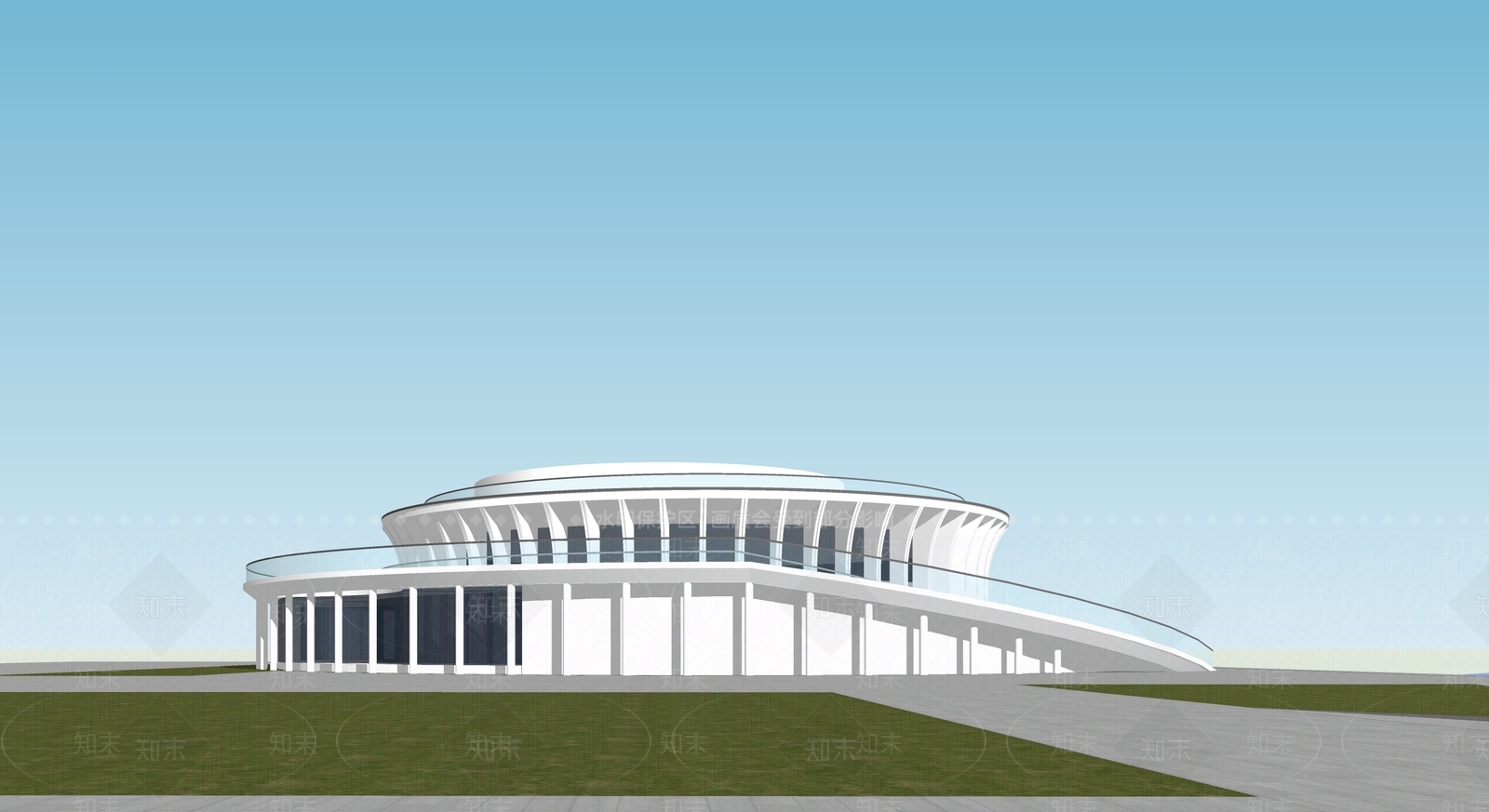 现代欧式餐饮建筑SU模型下载【ID:1190725533】